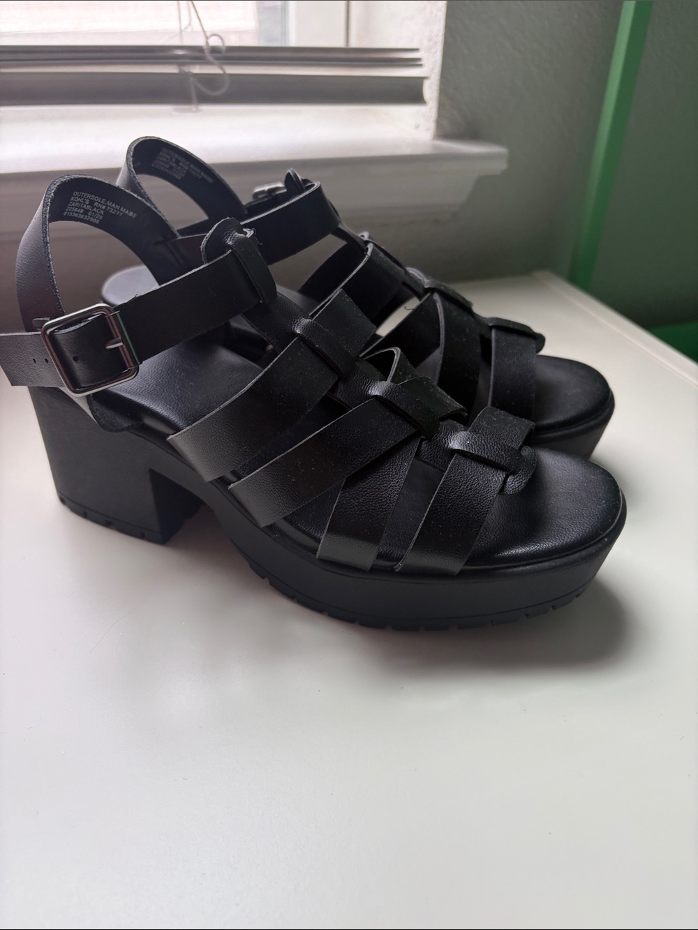 SO Black Strappy Block Heel Sandals